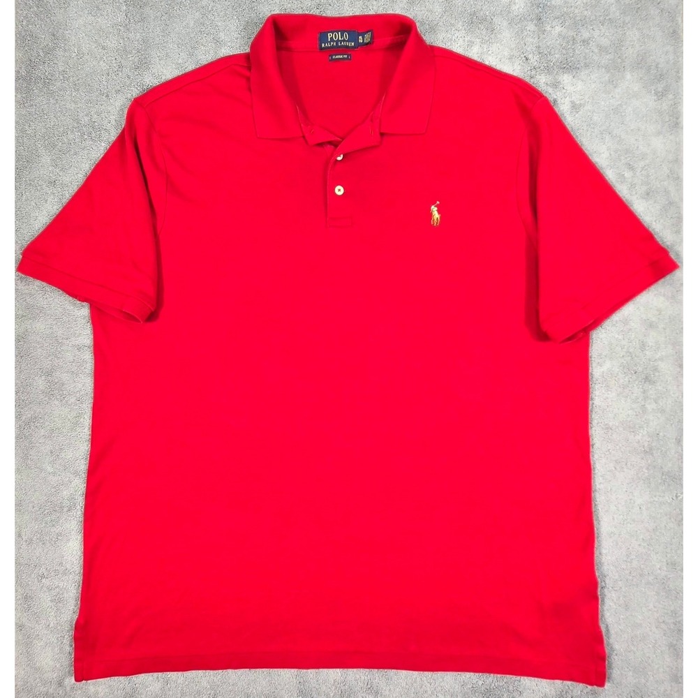 Polo Ralph Lauren Polo Shirt Mens XL Red Excellent Classic Fit Short Sleeve Logo - Picture 2 of 13
